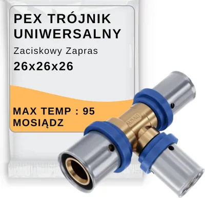 Zdjęcie produktu dla Pipelife Trójnik PEX Radopress 26x26x26mm | Złączka Zaciskowa Mosiądz