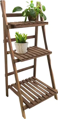 Produktbild von Tannenholz Pflanzentreppe 99cm klappbar Blumenständer Badezimmer Handtuch Regal