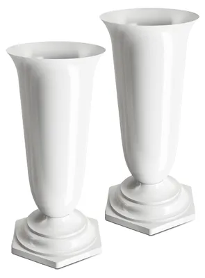 Grabvasen-Set 2er-Pack, Kunststoff, Weiß, Ø 15 cm
