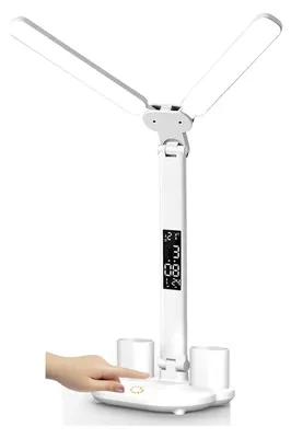 Produktbild von Kinderbureau Lampe mit Uhr und Stifthalter - Dimmbares LED mit 3 Farben - 3200 mAh