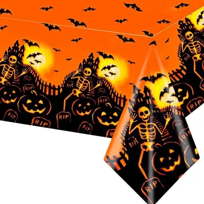 Obrázok produktu pre Halloween, obrus s motívom lebky, 137 x 274 cm, jednorazová dekorácia na párty