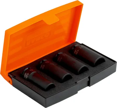 Produktbild von Bahco 1/2 Kraft-Steckschlüssel-Satz, lange Ausführung, metrisch, Sechskant, phosphatiert - 4-tlg.