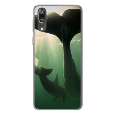 Produktbild von MuchoWow® Handyhülle Schutzhülle Hülle für Huawei P20 Delfin - Wasser - Blau Silikon Softcase Handy Hülle - Hardcover