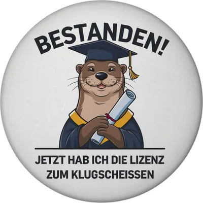 Produktbild von Otter mit Doktorhut Magnet - Bestanden Lizenz zum Klugsscheissen