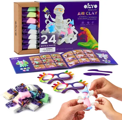 Image de OKTO Artistic Set Lightweight Self-Hardening Plasticine White Pastels Glasses 20024