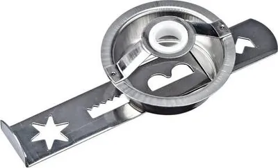 A close-up studio shot of a meat grinder attachment.