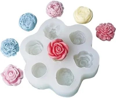 Produktbild von Silikonform Blumen, Kerzen Formen Silikon Rosen Nelke Pfingstrose Silikonformen Gießformen, 3D Rose Mini Blume Kerzen Formen für Seife Schokolade Aromatherapie DIY Dekoration