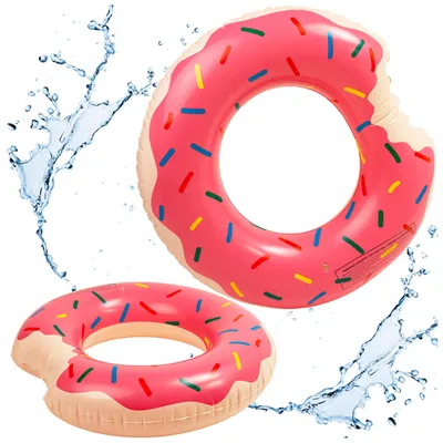 Produktbild von Schwimmring 120cm – Donut Schwimmreifen rosa groß für Pool & Wasser