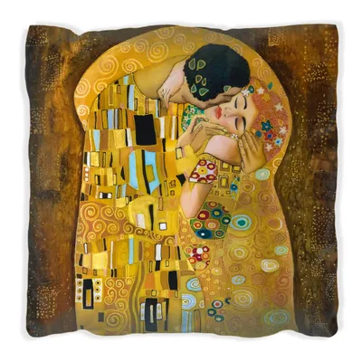 Produktbild von Wallario Premium Kissen, weiche Oberfläche, mit Motiv Der Kuss von Klimt, Größe: 30 x 30 cm, mit weißer Rückseite