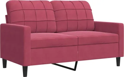 Image de vidaXL Canapé 2 places vin rouge 120 cm velours