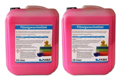 Produktbild von 2 x 10 L Flüssigwaschmittel Konzentrat rot Universal Color inkl. Auslaufhilfe.