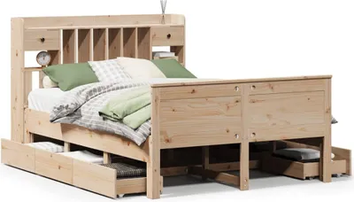 Obrázek produktu pro Postel s knihovnou bez matrace 140 x 190 cm masivní borovice