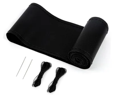 Produktbild von Lenkradbezug Für LKW, Lenkradbezug 44-46cm, DIY Lenkradhülle Auto 45cm, Anti Rutsch mit Nadel und Faden (Schwarz)