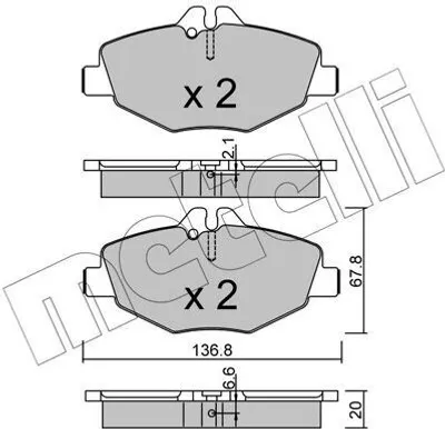 Produktbild von METELLI Bremsbeläge Satz Vorne Bremsklötze passend für MERCEDES-BENZ E-Klasse Limousine (W211) 22-0562-0
