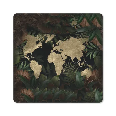 Produktbild von MuchoWow® Mauspad Mousepad Weltkarte - Pflanzen - Retro 20x20 cm - Mousepads - Maus Mat - Pad - Mausunterlage - Desk Mat - Bureauartikeln