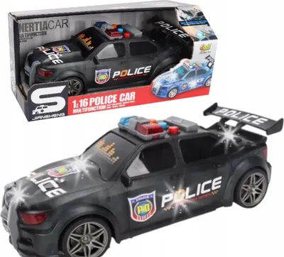 Obrázok produktu pre Športové auto Policajné auto Vozidlo čierne Zvuk Svetlo zotrvačnosť 1:16