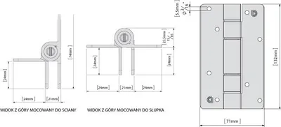 Zdjęcie produktu dla Zawias samozamykający KWIKFIT ALUMINIUM D&D, rozstaw 13 mm/20 kg (montaż naścienny lub na słupku) (KF3A1BL), czarny (2 szt.)