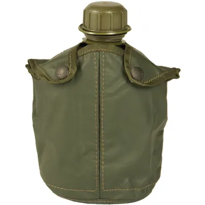 Produktbild von Originale Belgische Armee Feldflasche, oliv, 0,75 l, mit abnehmbarem Bezug, 22x13x7 cm
