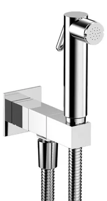 Produktbild von Wandventil mit Handbrause und Sicherheitssperre, eckig, Chrom