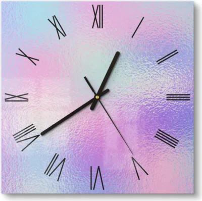 Produktbild von DEQORI Glasuhr 30x30 cm Römisch 'Milchglas vor Pastell' Wanduhr Glas Uhr Design leise