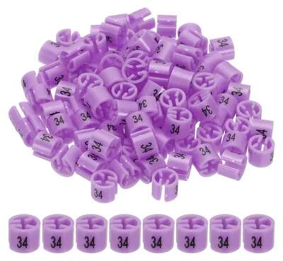Productafbeelding van Kledinghanger-markeringen - 100 stuks, maatindicatoren voor 3 mm stangen - Maatmarkeringen voor kleding - Lila/roze