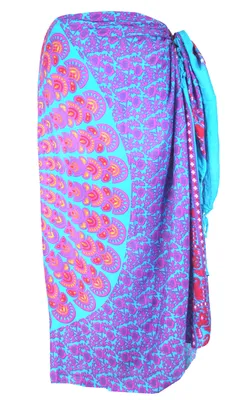 Produktbild von Bali Sarong, Wandbehang, Wickelrock, Mandala Sarongkleid - Blau/pink, Uni, Viskose, 160*110*0,5 cm, Sarongs & Tücher