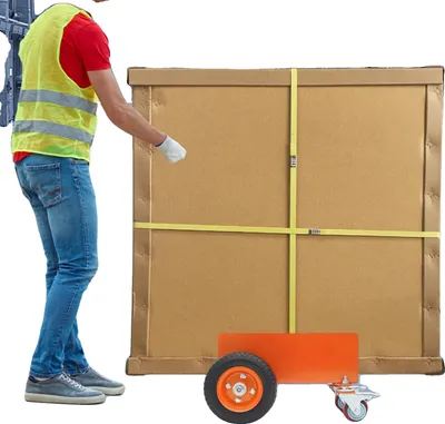 Zdjęcie produktu dla Wózek panelowy, konstrukcja ze stali stopowej, wymiary 45 x 31,5 x 25,5 cm, nośność 300 kg, 2 koła pneumatyczne, 2 koła uniwersalne z hamulcami