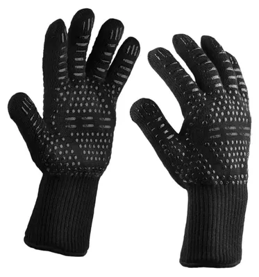 Produktbild von Grillhandschuhe, feuerfest, hitzebeständig bis 800℃/1472℉ (Schwarz)
