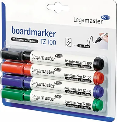 Produktbild von Legamaster 7-110594-4 Boardmarker TZ100, 4er-Set sortiert im Blister