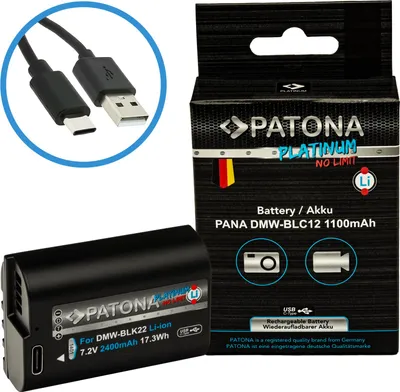 Immagine prodotto di Batteria ricaricabile PATONA Platinum con ingresso USB-C per Panasonic DMW-BLC12