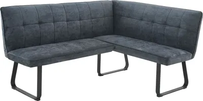 Produktbild von byLIVING Eckbank TALEA / Webstoffbezug in dunkelgrau, Gestell in schwarz / Große Eckbank L-Form, Langer Schenkel links, komfortable Nosaqfederung / Sitzbank / Essbank / Maße: 168 x 128, H 93,5 cm