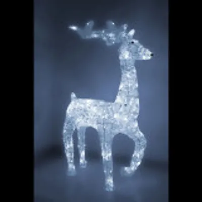 Produktbild von XXL LED Acryl Hirsch Weihnachtsfigur 120cm beleuchtet Weihnachtsdeko Außen & Innen Kaltweiß