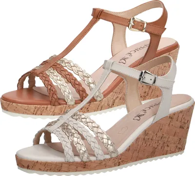 Produktbild von Caprice Damen Sandalen Sandaletten Leder Keilabsatz 9-28712-26, Größe:40 EU, Farbe:Beige