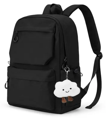 Produktbild von Schulrucksack Teenager Mädchen 15,6 Zoll Laptop Rucksack Damen Herren Schwarz 18L