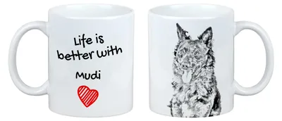 Produktbild von Mudi Keramiktasse weiß, 330 ml Fassungsvermögen, 10 cm hoch, 12 cm breit, 8 cm lang