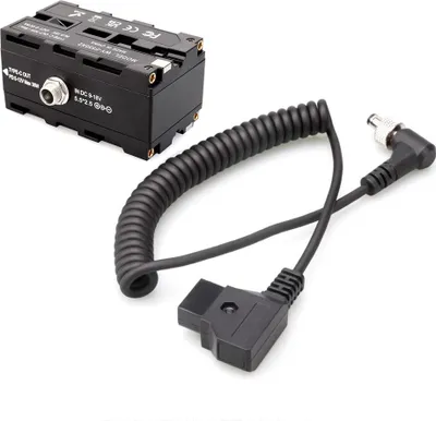 Produktbild von D-Tap auf doppelseitiges NP-F550/570/770/970 Dummy-Akku-Netzteil mit 5-12 V Typ-C-Ausgang, flexibles Federkabel fuer Feldmonitor, LED-Licht, drahtlose Videouebertragung