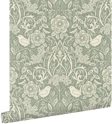 Zdjęcie produktu dla ESTAhome Tapeta kwiaty i ptaki w stylu secesyjnym niebiesko-zielonym 50 x 900 cm