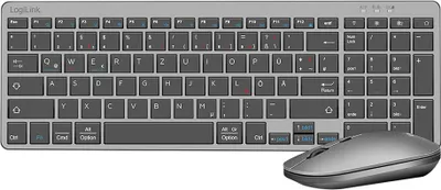 Produktbild von LogiLink ID0215, Kabellos, Bluetooth, QWERTZ, Anthrazit, Grau, Maus enthalten
