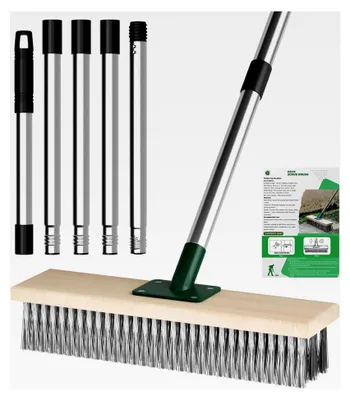 Produktbild von Stahldrahtbesen mit teleskopierbarem Edelstahlstiel für Terrasse, Deck und Garten