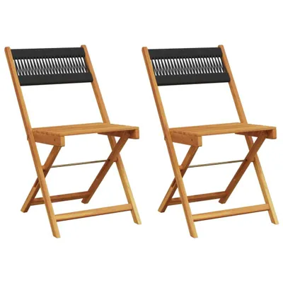 Produktbild von Bistrostühle 2 Stk. Schwarz Massivholz Akazie und Kordel