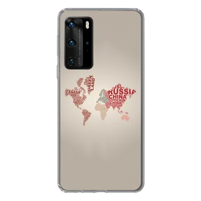 Produktbild von MuchoWow® Handyhülle Schutzhülle Hülle für Huawei P40 Pro Weltkarte - Karte - Briefe Silikon Softcase Handy Hülle - Schutz