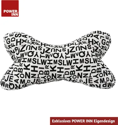 Produktbild von POWER INN Leseknochen | Weiß mit Schwarzen Buchstaben | Klassisch | Nackenkissen | Reisekissen