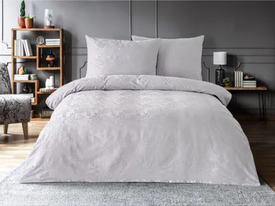 Produktbild von Luxus Jacquard Bettwäsche 240x200, 70x90cm hellgrau