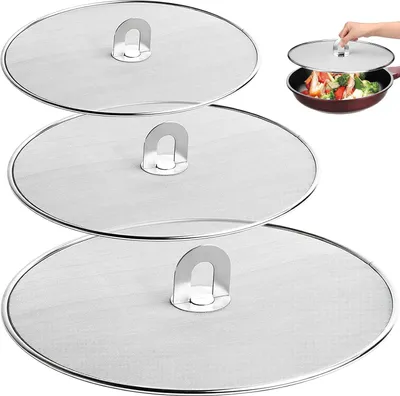 Produktbild von 3 Stš¹ck Spritzschutz Pfannen Edelstahl Multi-Use Fettspritzschutz fš¹r Pfanne fš¹r eine Vielzahl von Pfannen Bratpfannen 33cm, 29cm, 25cm