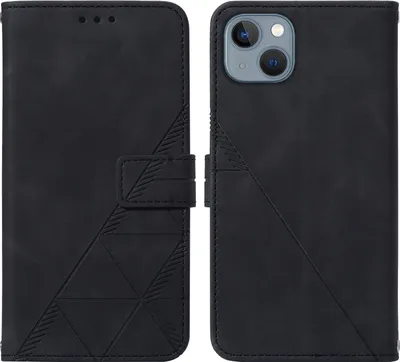 Produktbild von iPhone 15 Plus Hülle, Schlank Prägung Flip Leder Kartenfächer Schutzhülle mit Ständer für iPhone 15 Plus Schwarz