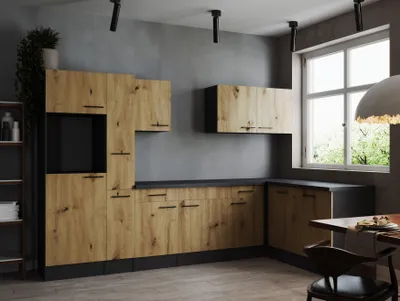 Produktbild von L Küche Leerblock Winkelküche Grau Matt Artisan Eiche Oliver 310x172 cm Respekta