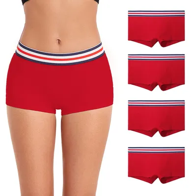 Productafbeelding van Dames Katoenen Boyshorts Ondergoed Set van 4