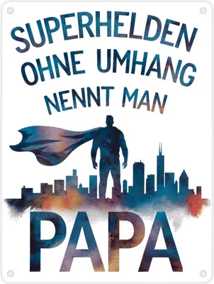Produktbild von Superhelden Papa Umhang Metallschild in 15x20 cm