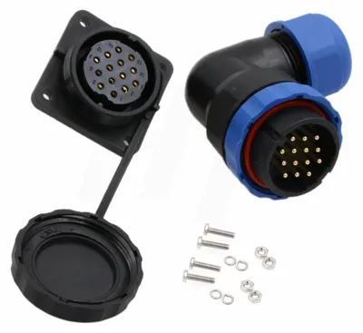 HE29 14-pol. Winkelstecker IP68 10A Stecker/Buchse Lötanschluss