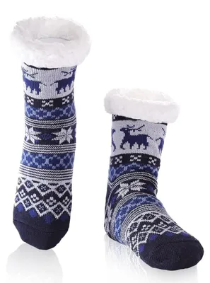 Obrázok produktu pre Pohodlné pánske ponožky s protišmykovou úpravou, teplé, hrubé, mäkké, vhodné na zimu, modrej farby, veľkosť 38-46